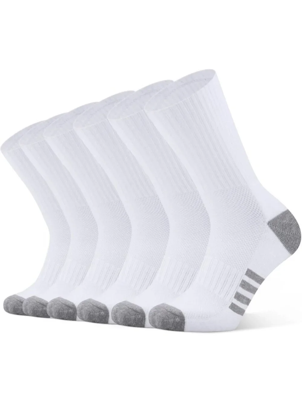 Cozy Cushioned Crew Socks 6 Pairs | Breathable Cotton, Moisture-Wicking, Arch